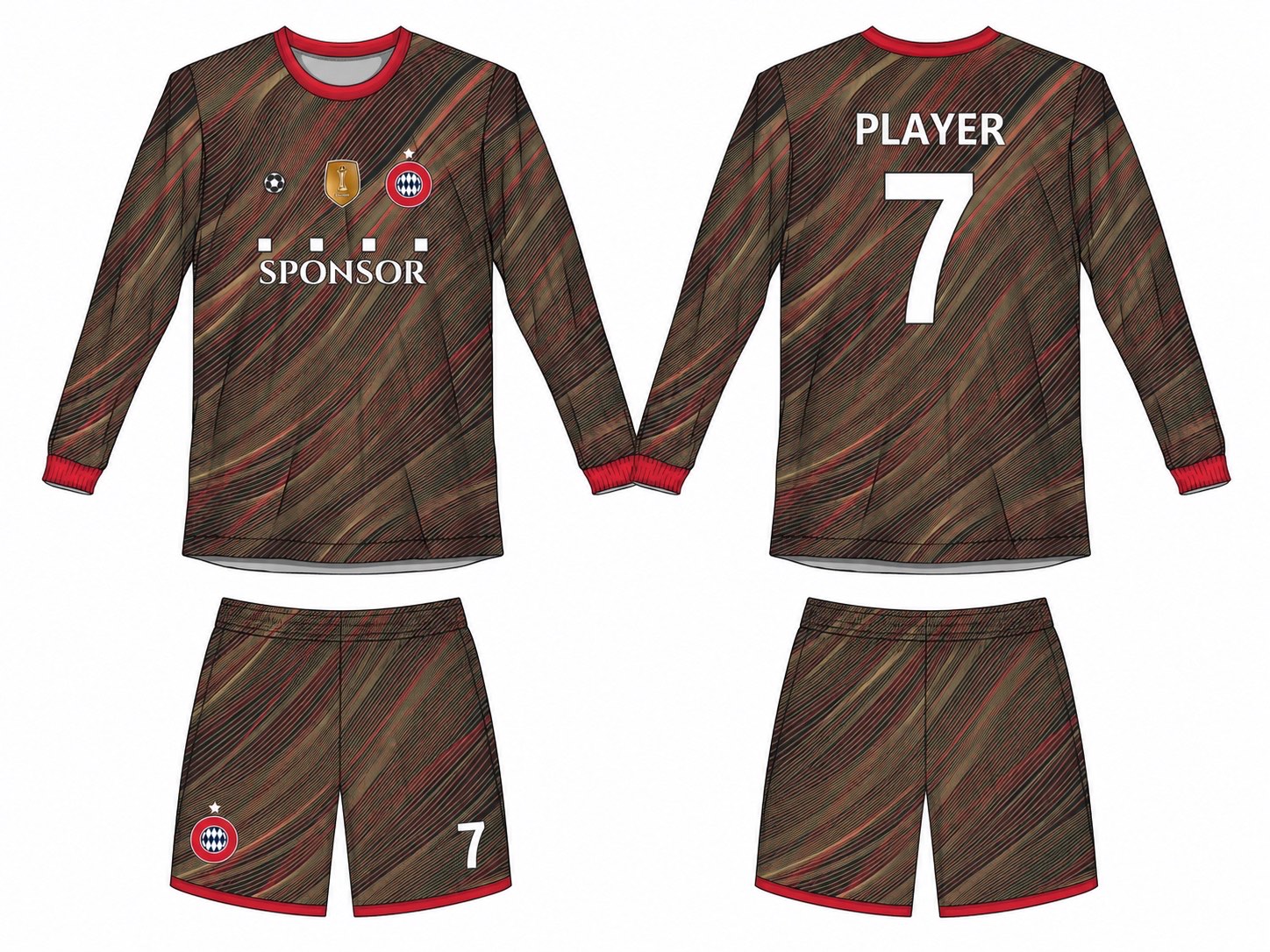 2515 长袖足球服 style 078 football jersey and shorts set