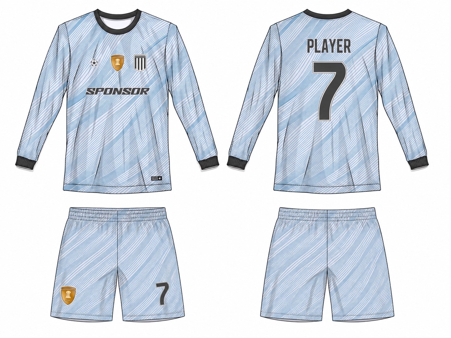 2515 长袖足球服 style 080 football jersey and shorts set