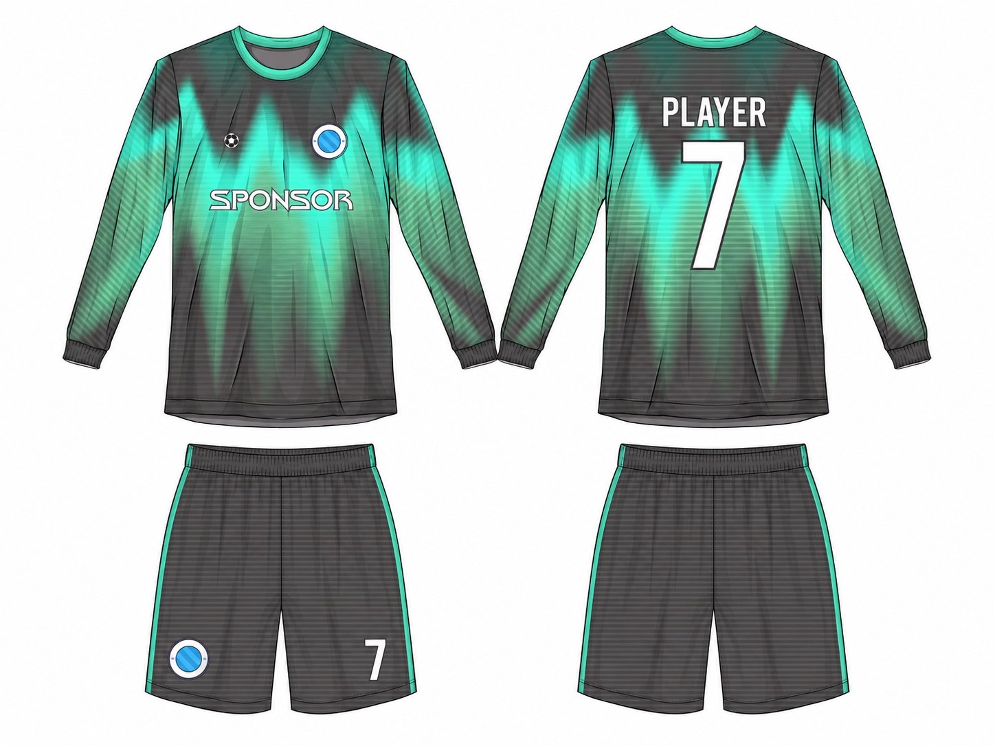 2515 长袖足球服 style 081 football jersey and shorts set
