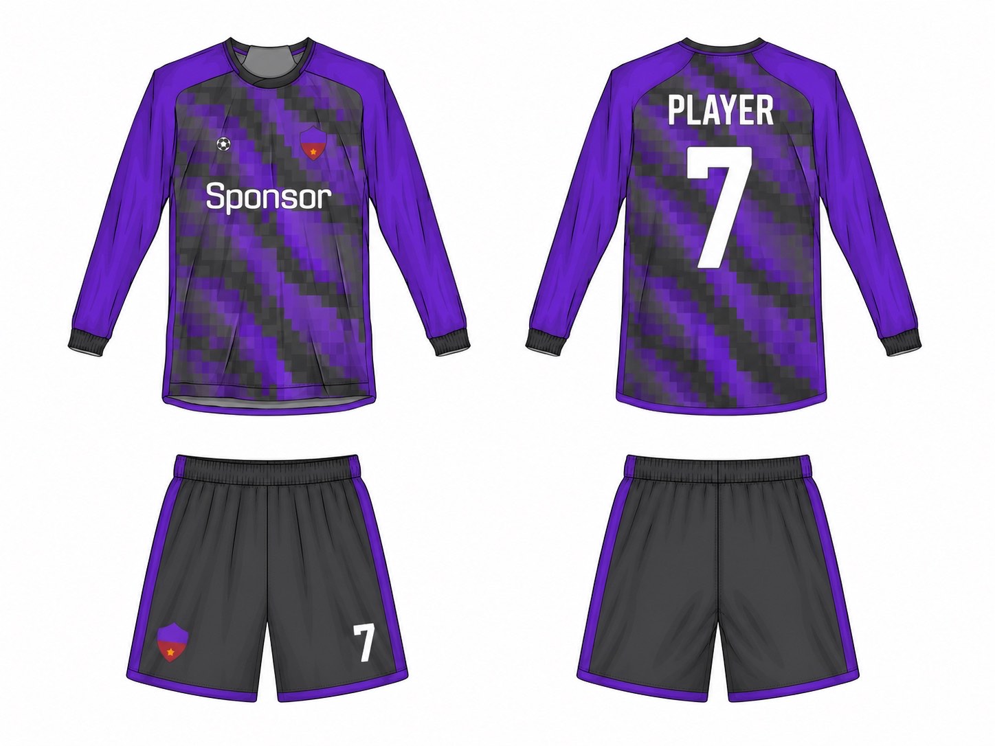 2515 长袖足球服 style 082 football jersey and shorts set