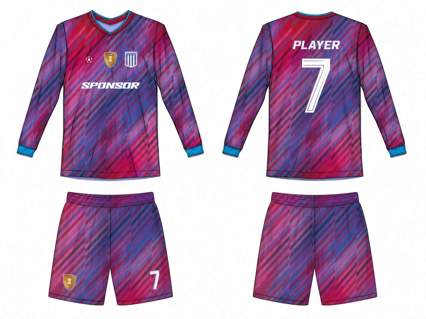 2515 长袖足球服 style 084 football jersey and shorts set