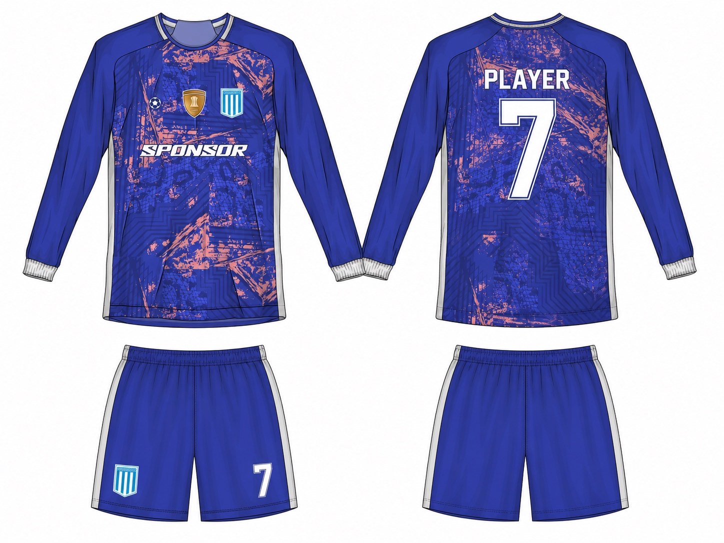 2515 长袖足球服 style 086 football jersey and shorts set