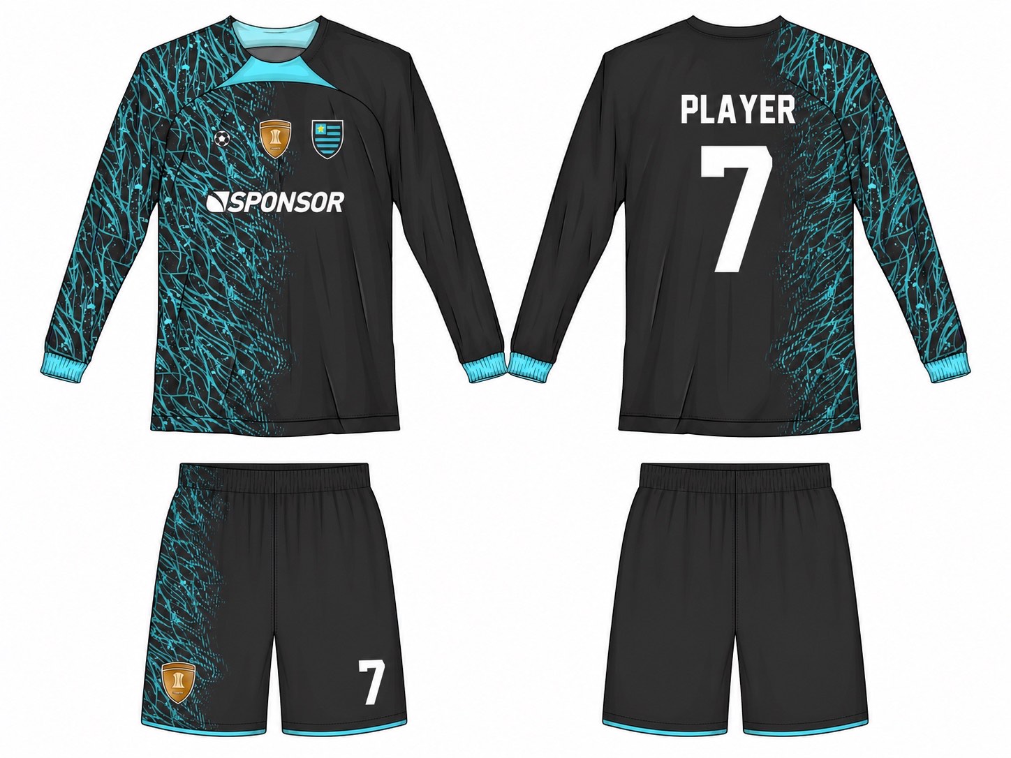 2515 长袖足球服 style 087 football jersey and shorts set