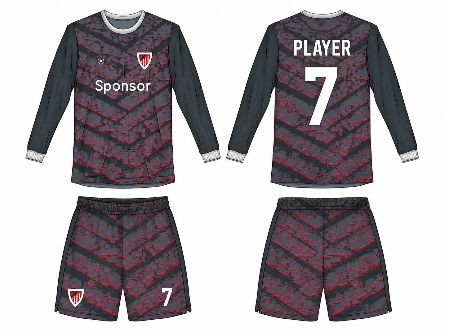 2515 长袖足球服 style 088 football jersey and shorts set