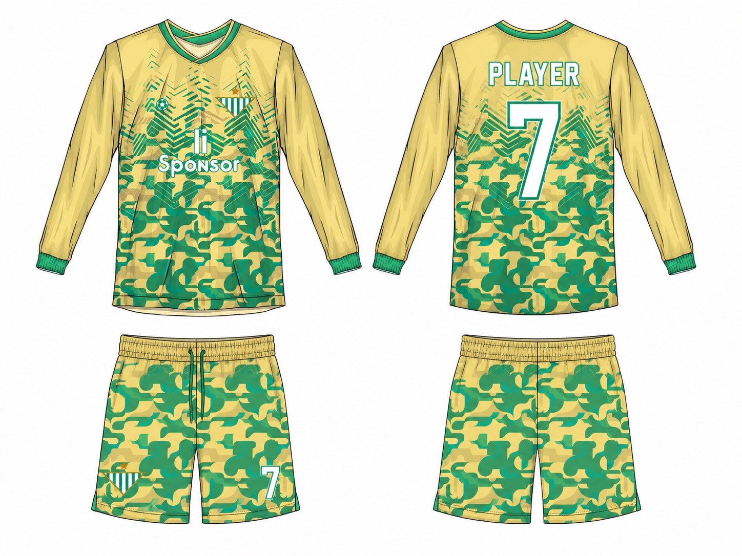 2515 长袖足球服 style 089 football jersey and shorts set