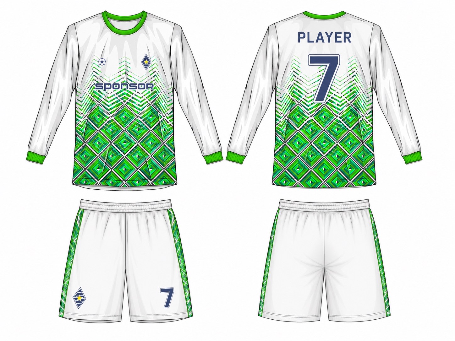 2515 长袖足球服 style 090 football jersey and shorts set