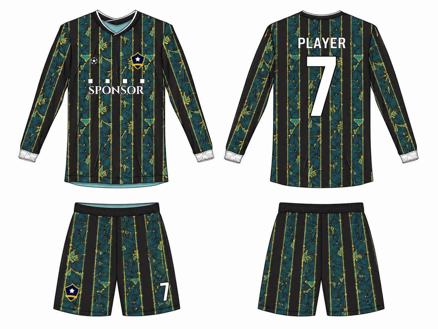 2515 长袖足球服 style 091 football jersey and shorts set