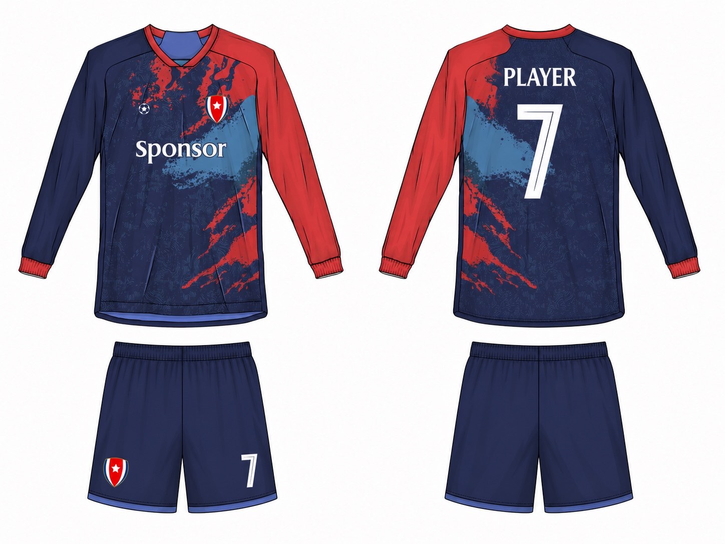 2515 长袖足球服 style 092 football jersey and shorts set