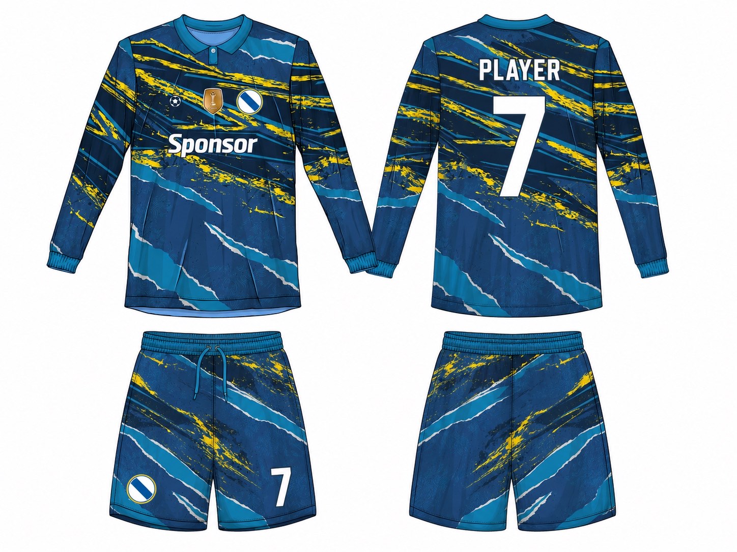 2515 长袖足球服 style 093 football jersey and shorts set