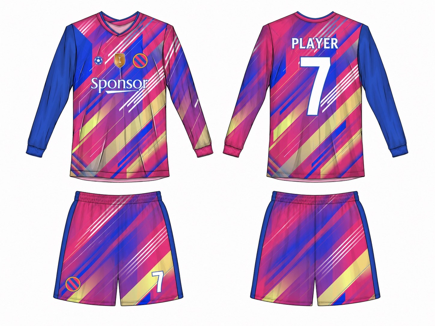 2515 长袖足球服 style 094 football jersey and shorts set