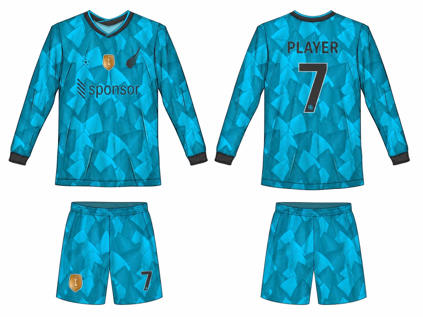 2515 长袖足球服 style 095 football jersey and shorts set
