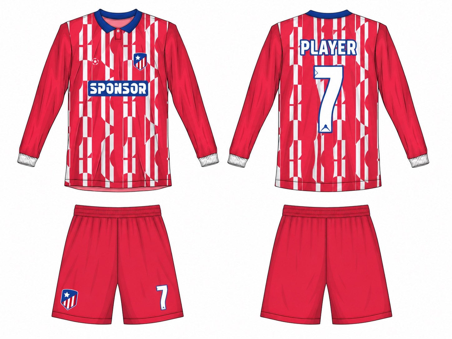 2515 长袖足球服 style 100 football jersey and shorts set