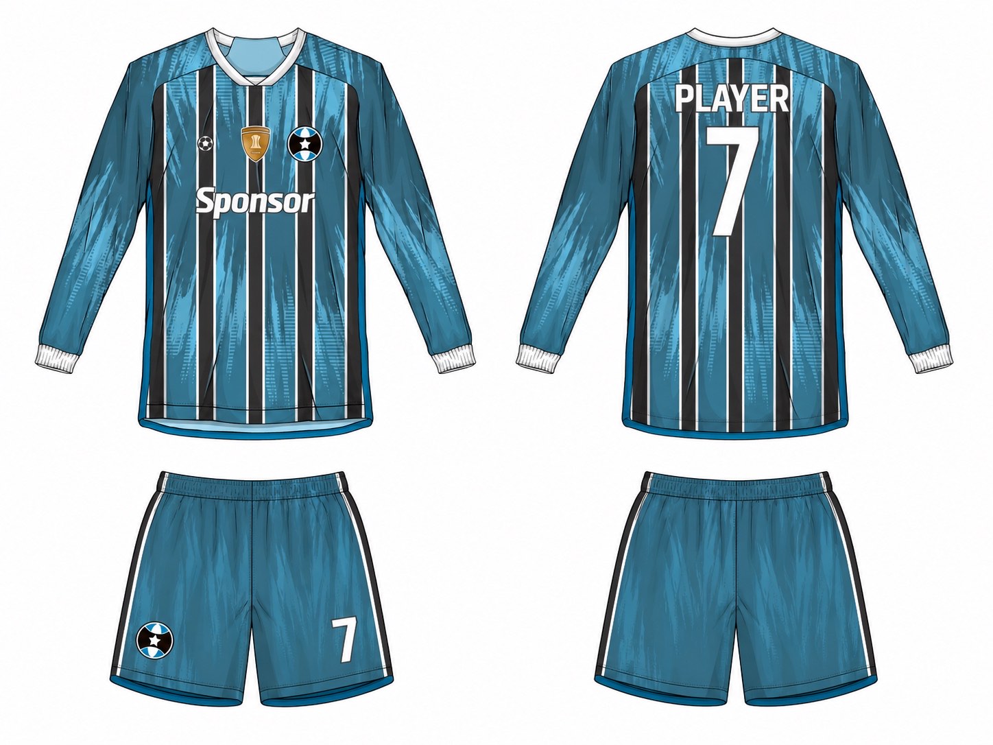 2515 长袖足球服 style 101 football jersey and shorts set