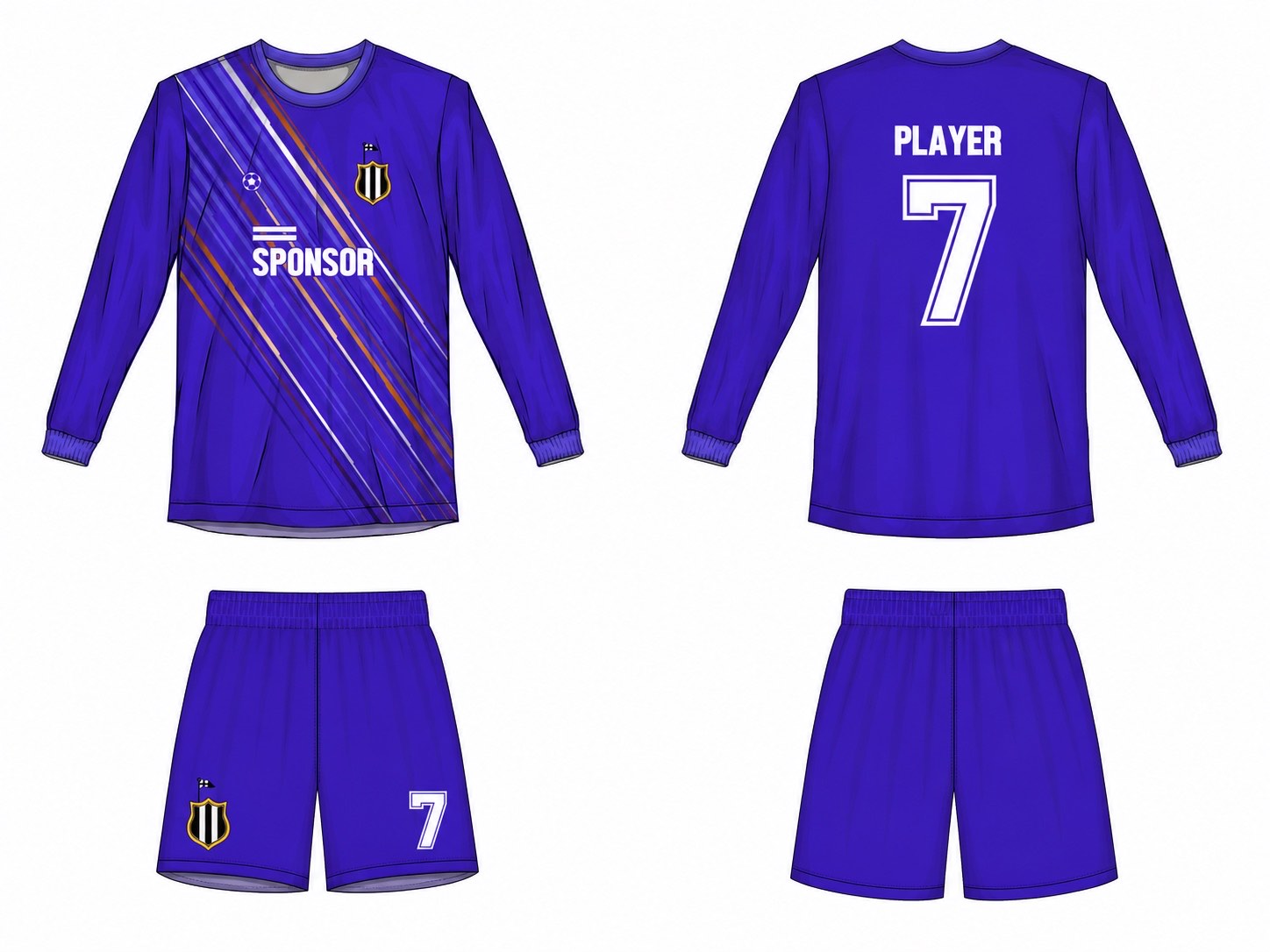 2515 长袖足球服 style 104 football jersey and shorts set
