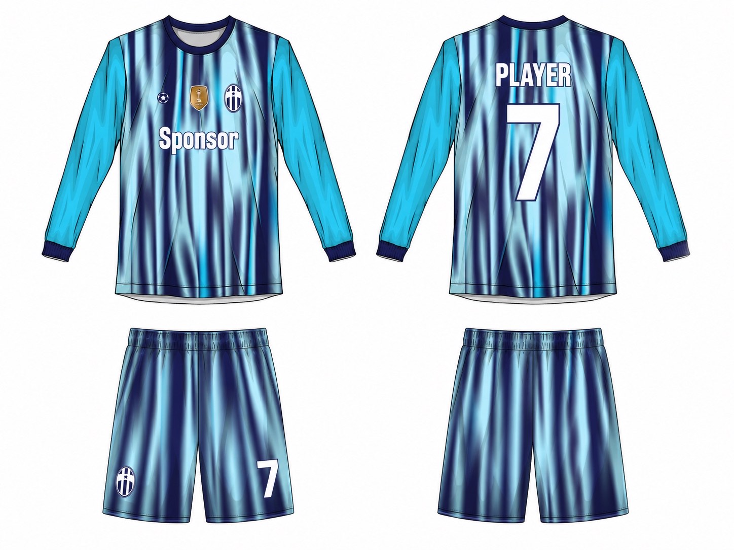 2515 长袖足球服 style 105 football jersey and shorts set