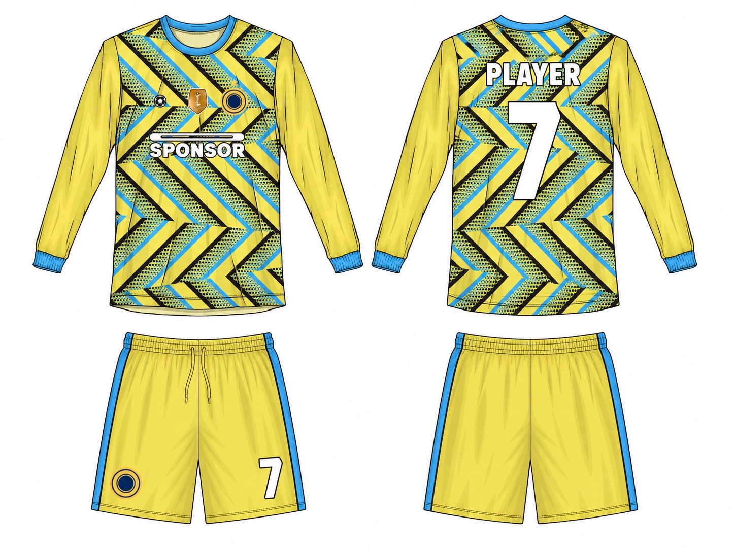2515 长袖足球服 style 106 football jersey and shorts set