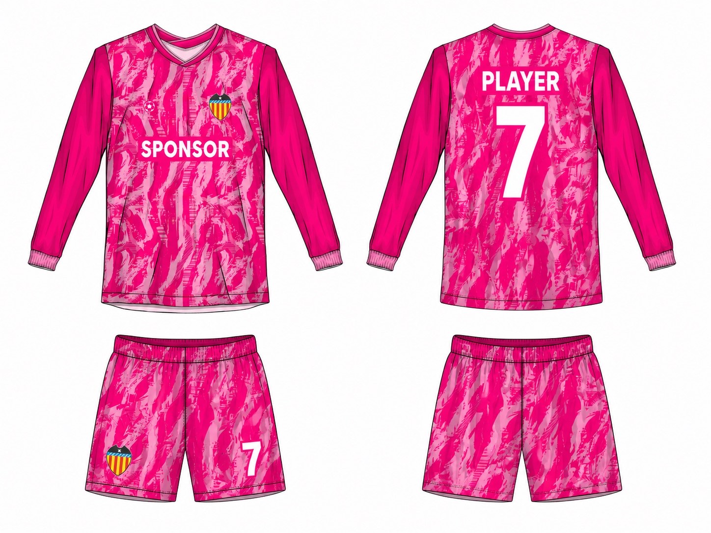 2515 长袖足球服 style 107 football jersey and shorts set