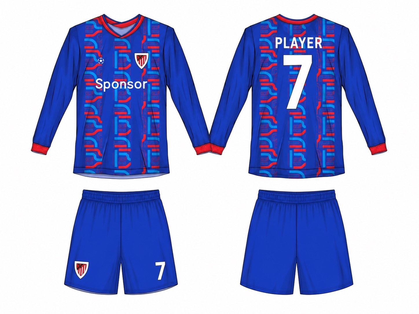 2515 长袖足球服 style 109 football jersey and shorts set